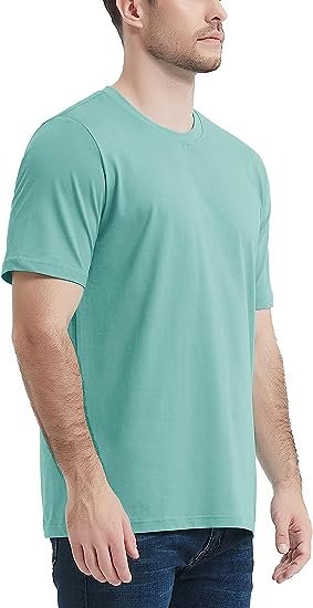 Men's Short Sleeve Crew Neck Cotton Tees Summer Casual Solid Shirts Basic